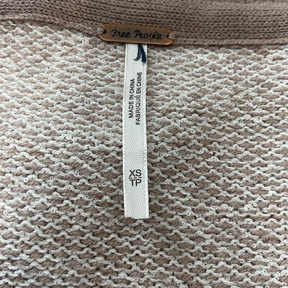 Free People Sweater Hoodie Sweatshirt XS Oatmeal Cream Brown Cardigan Size XS - Picture 6 of 7